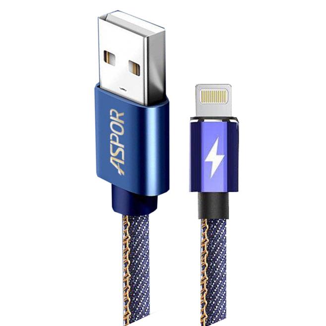 کابل تبدیل USB به لایتنینگ آسپور مدل A126 طول 1 متر